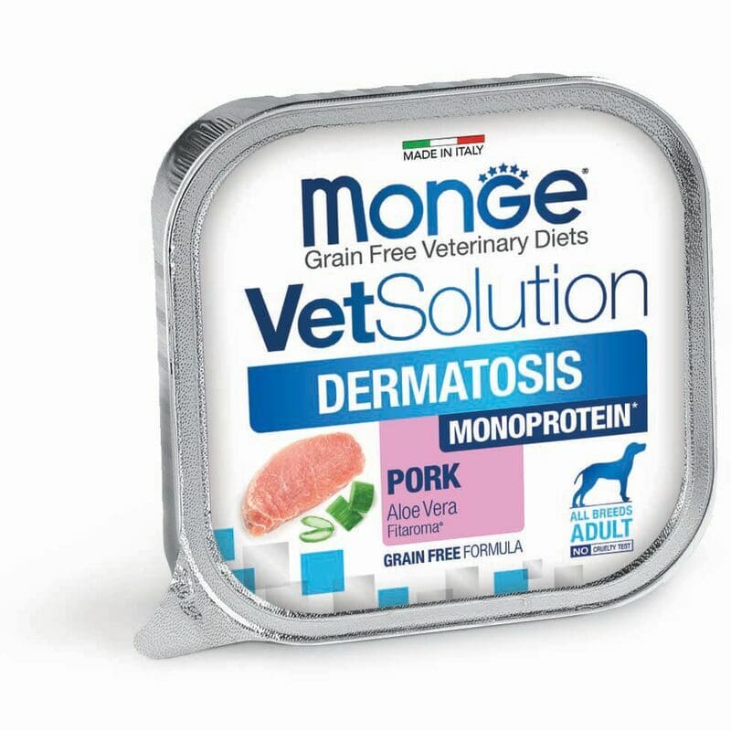 Monge VetSolution Canine Dermatosis Pork veterinārie konservi suņiem ādai 150 g